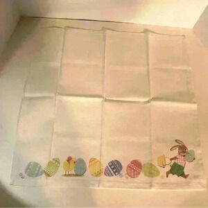 Cloth Napkins Set of 12 Cotton Easter Napkins White Hemstitched Napkins 4 Styles